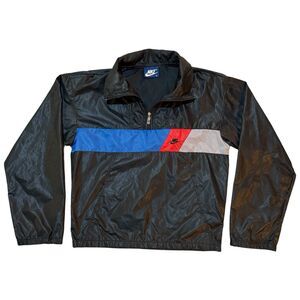Vintage 80s Nike 1/4 Zip Track Windbreaker Packable Pullover Jacket Mens Medium